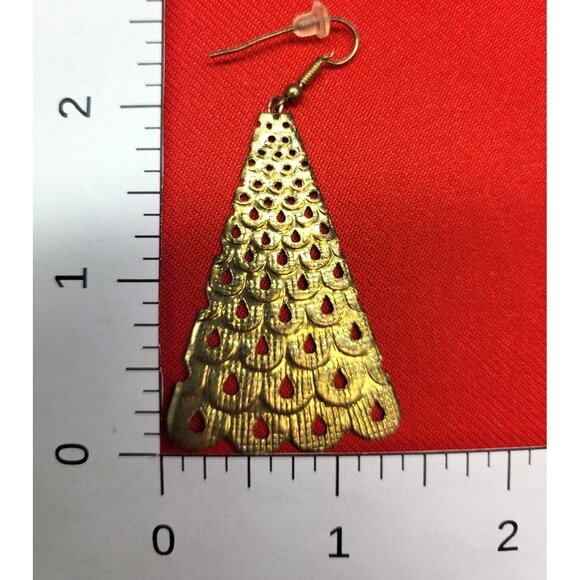Christmas Dangling Earrings Golden Christmas Tree  Jingle Bell Set of 2 - Picture 8 of 14
